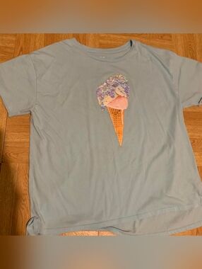 Light Blue Ice Cream Graphic Tee Size 3X 22 1/2 Plus Size